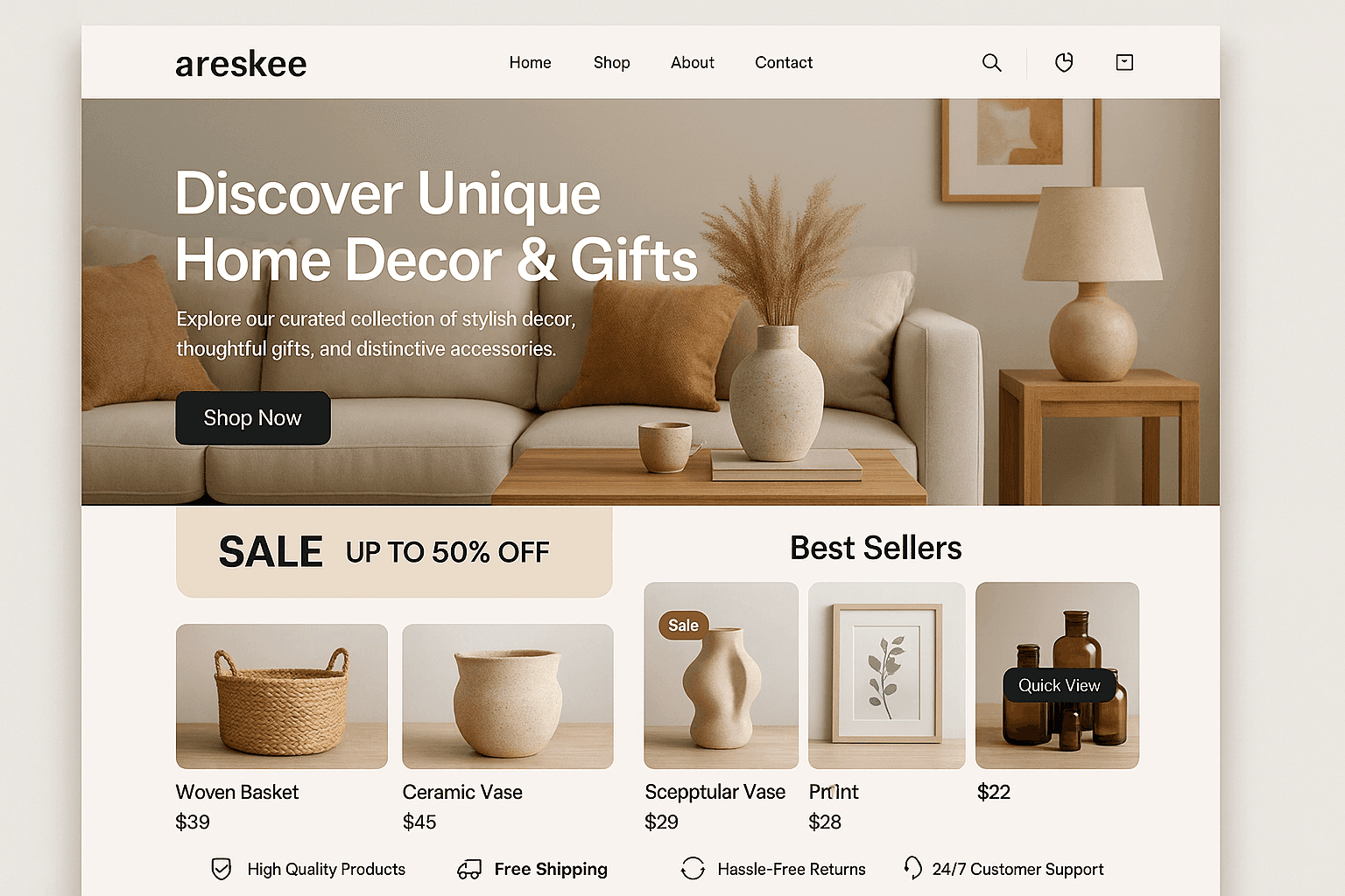 areskee.com website mockup